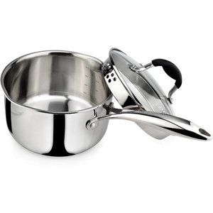 2.5 Quart Tri-Ply Stainless Steel Saucepan with Glass Strainer Lid
